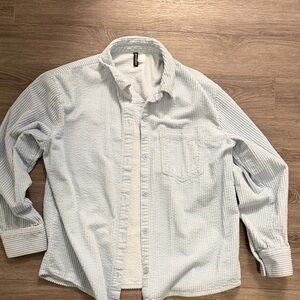 Baby blue corduroy button up shirt